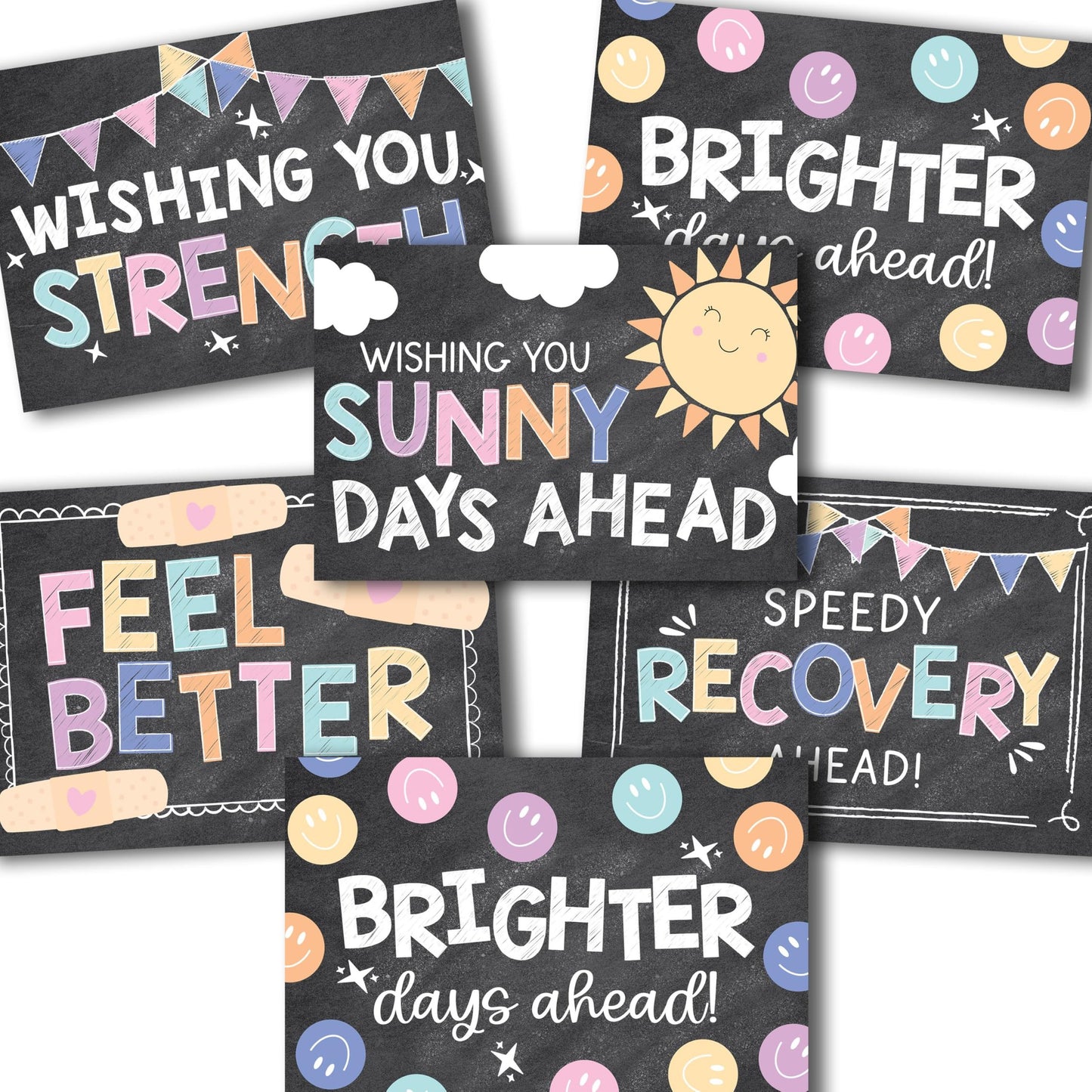 Folded Get Well Soon Cards | Set of 24 | Cards & Party | Envelopes Included