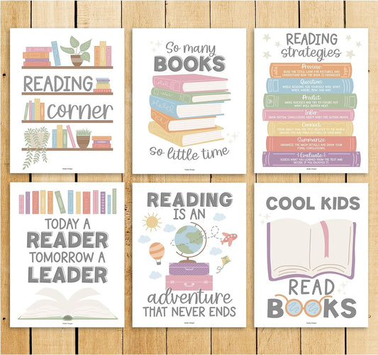 6 Colorful Reading Posters For Classroom Reading Corner - Reading Corner Decor For Classroom Library Posters, Reading Strategies Posters For Classroom Library Decor, Reading Classroom Decor, Read Sign