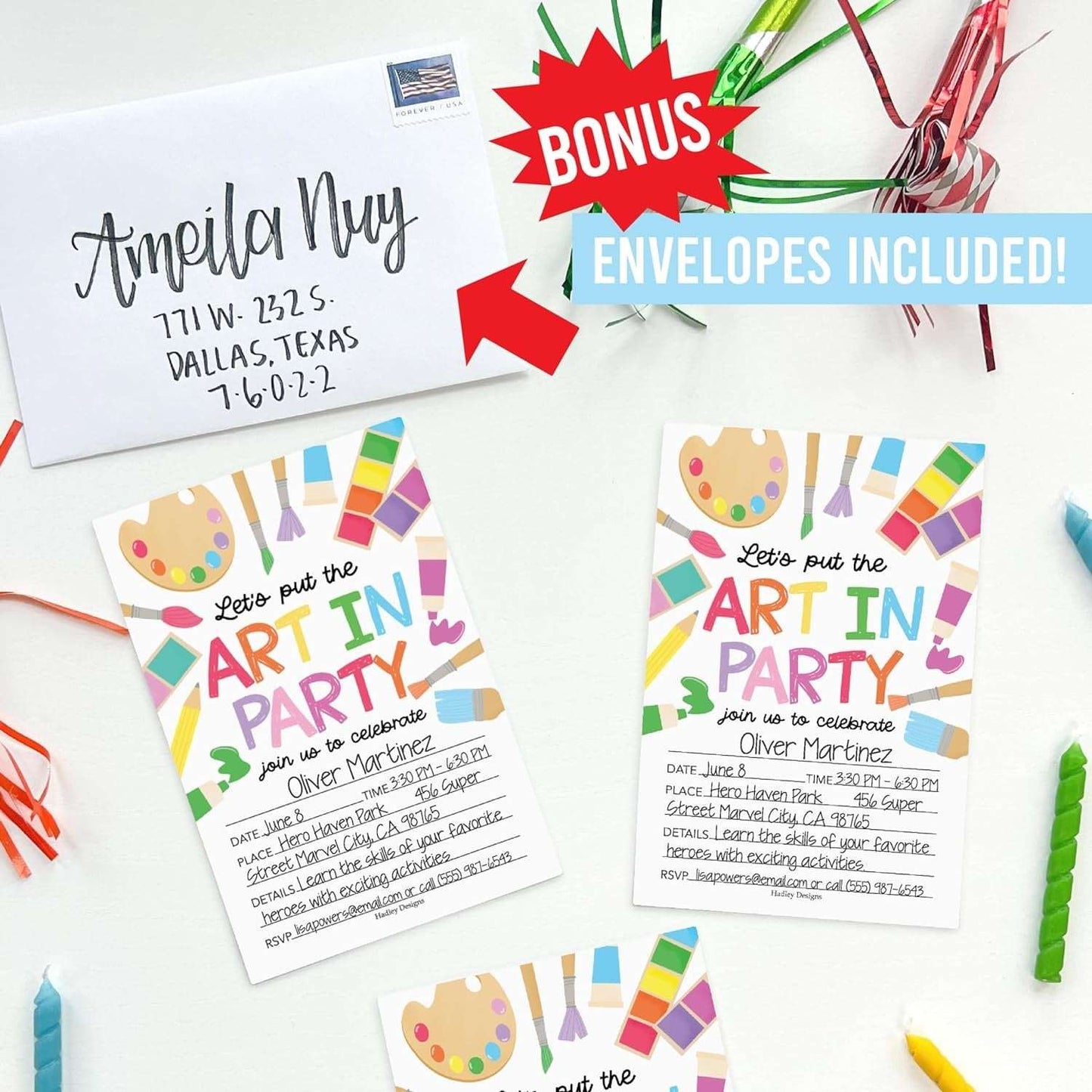 15 Art Birthday Invitations Girl - Kids Birthday Invitations Boy, Art Birthday Party Invitations For Boys, Art Birthday Invites For Boy, Happy Birthday Invitation Cards, Painting Party Invites Boy