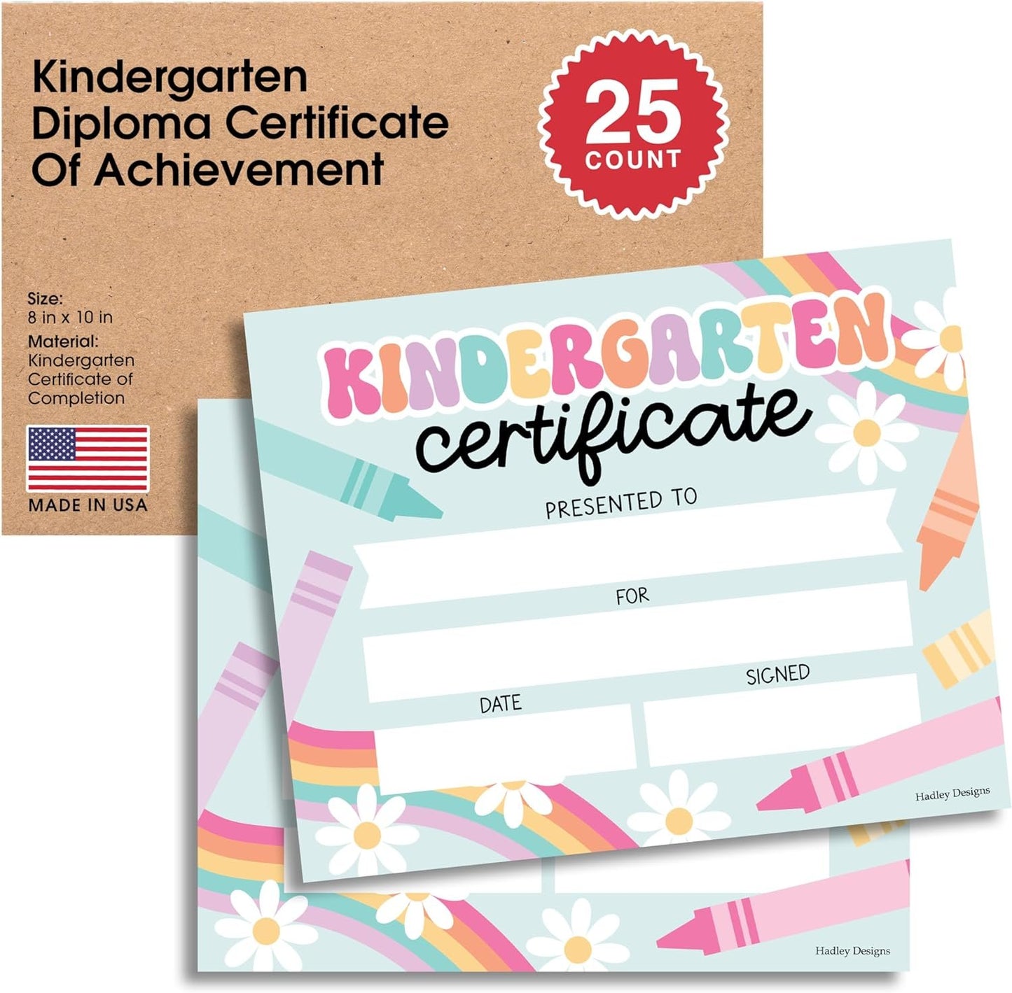 Kindergarten Certificate of Achievement | Set of 25 | Trophies & Awards