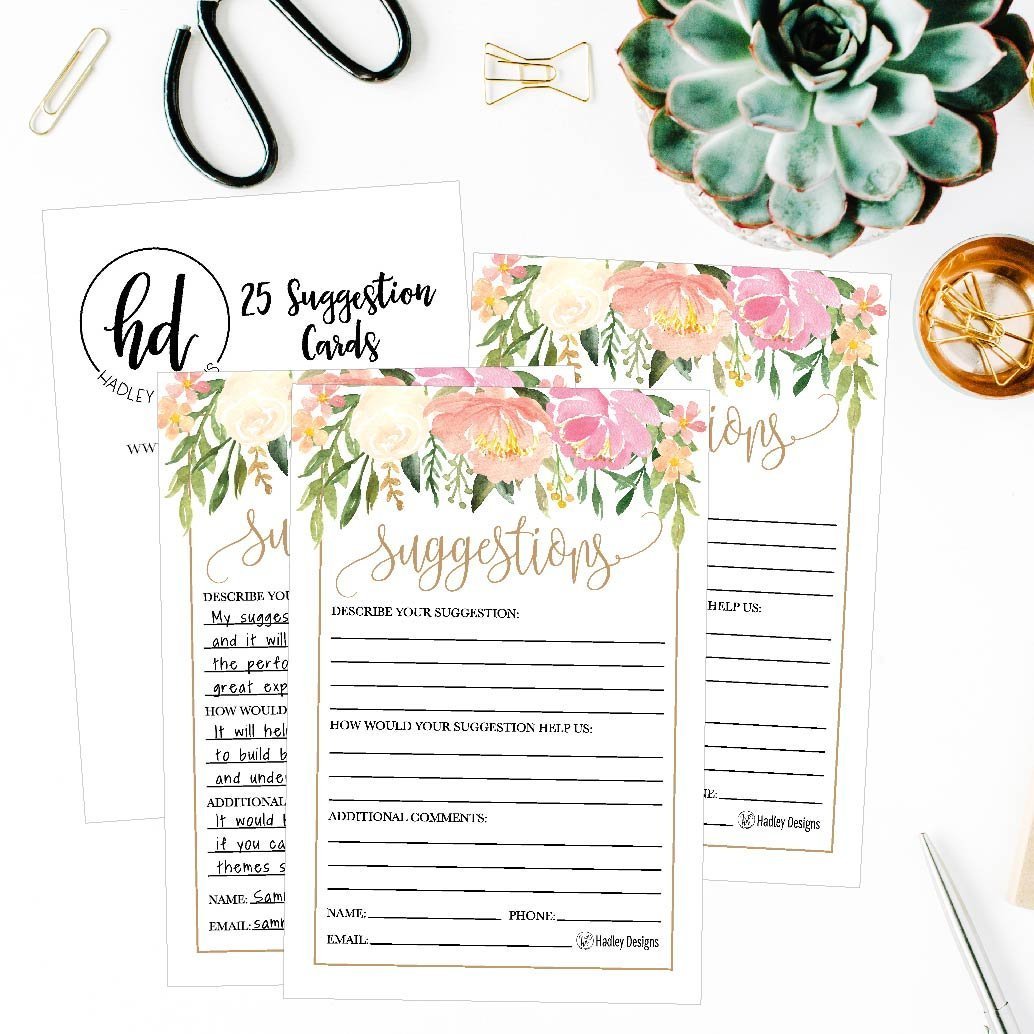 25 Watercolor Floral Suggestion Cards