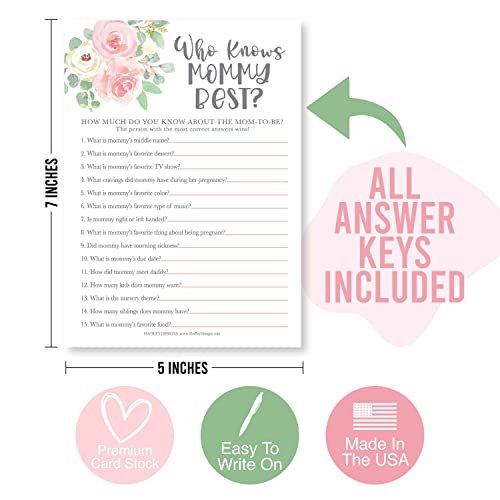 Who Knows Mommy Best, Baby Prediction & Advice Games | Set of 25 | Baby Shower Games