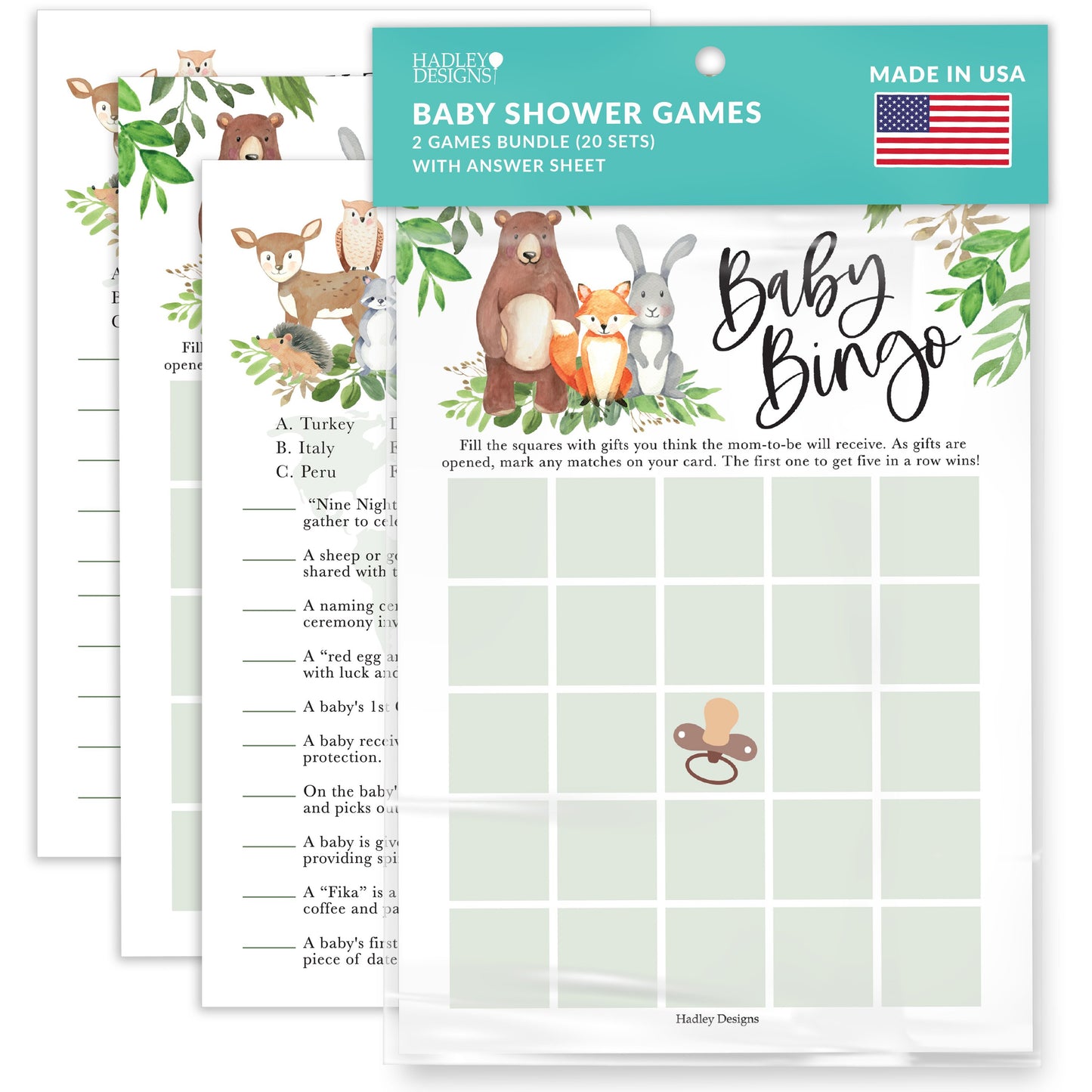 Baby Traditions & Bingo Games | Set of 20 | Baby Shower Games