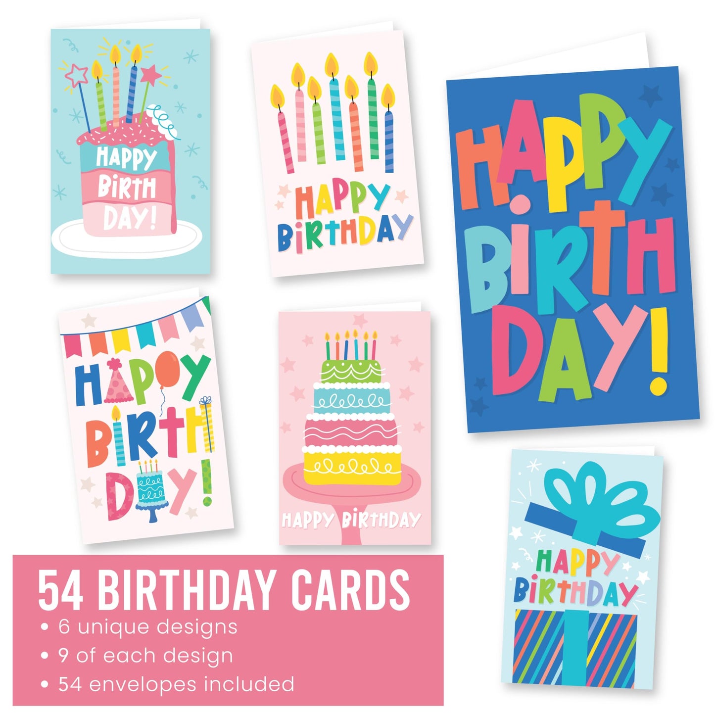 Doodle Folded Birthday Cards | Set of 54 | Cards & Party