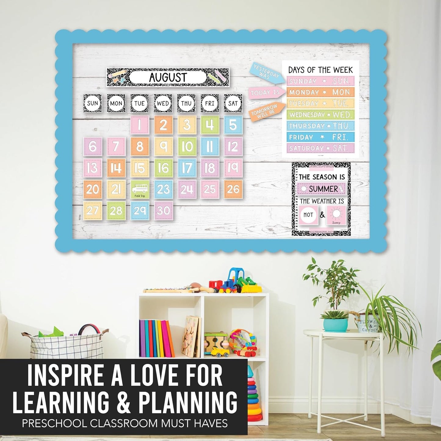 Colorful Classroom Calendar Set Bulletin Board - Bulletin Board Calendar For Classroom Elementary, Teacher Calendar Bulletin Board Sets, Preschool Calendar For Classroom, School Calendar For Classroom