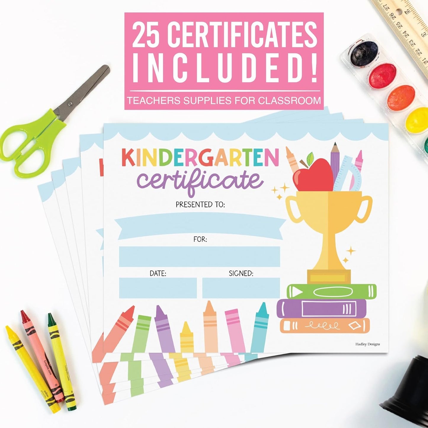 25 Colorful Kindergarten Diploma Certificate of Achievement - Kindergarten Graduation Certificates for Kids, Kindergarten Certificates of Completion, Kindergarten Awards Certificates, Awards for Kids