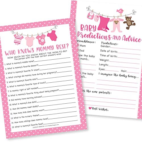 Who Knows Mommy Best, Baby Prediction & Advice Games | Set of 25 | Baby Shower Games