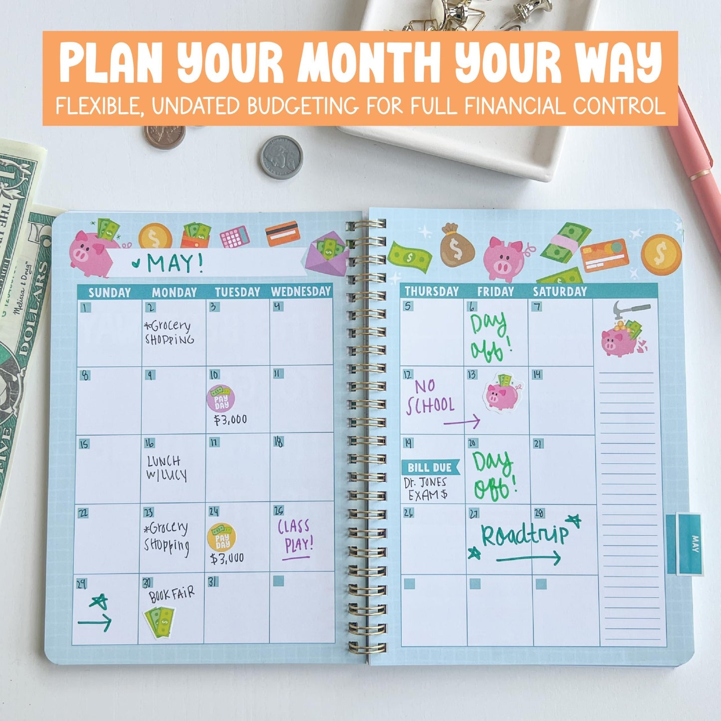 Retro Monthly Budget Planner | 2025-2026 | Calendars & Planners