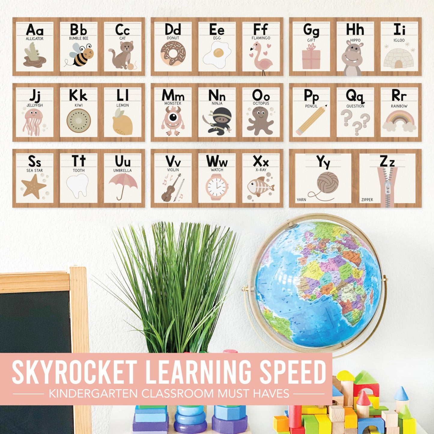 Boho Alphabet For Classroom Wall Line - Alphabet Letters For Classroom Wall, ABC Posters, Alphabet Posters, Alphabet Wall Chart, ABC Wall Chart, Alphabet Banner, Number Line For Classroom Wall Neutral