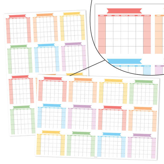 Colorful Undated Yearly 12-Month Calendar | Dry Erase | Calendars & Planners