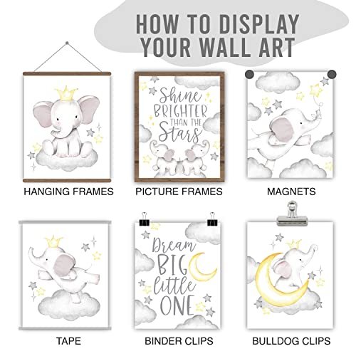 Elephant Children's Wall Art | Set of 6 | Nursery Decor