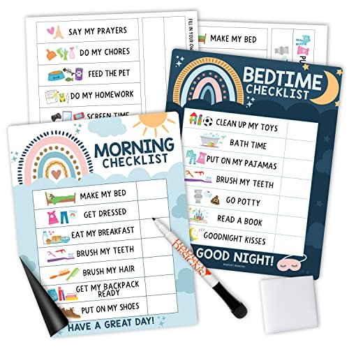 Boho Rainbow Day & Night Routine Charts | Daily Schedule | Educational Charts