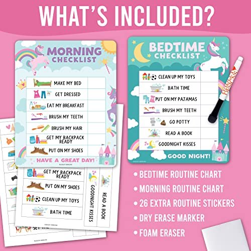 Unicorn Day & Night Routine Charts | Daily Schedule | Educational Charts