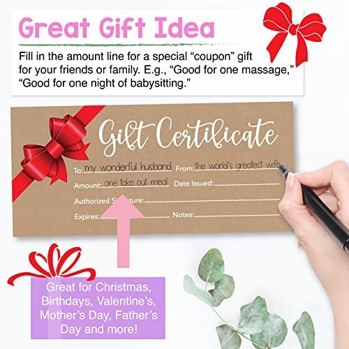 Blank Gift Certificates | Set of 25 | Gifts & Business