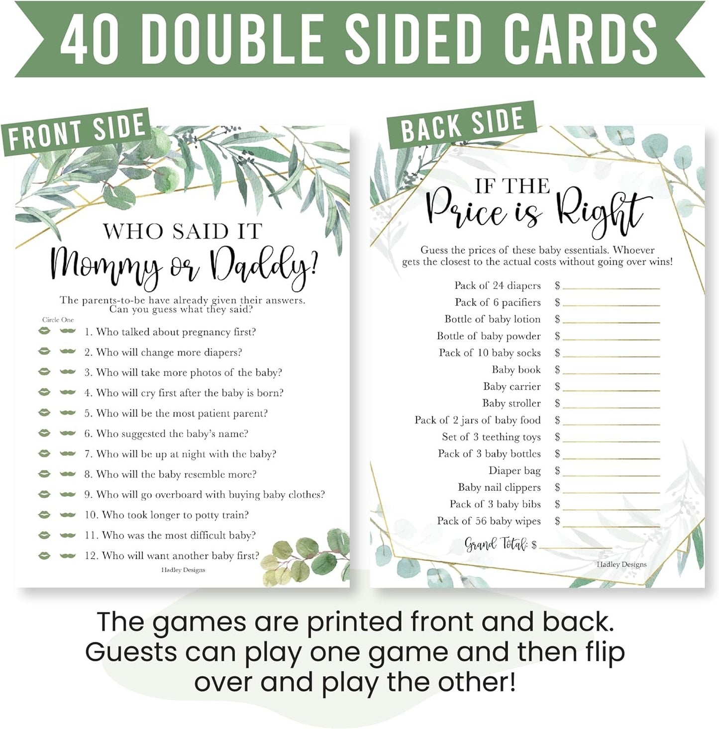 40 Greenery Baby Shower Games Gender Neutral - Baby Girl Baby Shower Bingo Game Girl, Guess Who Mommy Or Daddy Baby Shower Game, Price Is Right Baby Shower Game, Hilarious Baby Shower Games Dad Jokes