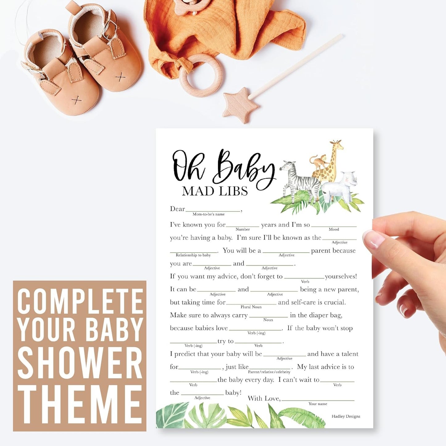 20 Safari Baby Shower Games Gender Neutral - Hilarious Baby Shower Games For Girl, Funny Baby Shower Games Boy, Advice Cards Baby Shower Mad Libs Game Funny, Family Tradition Cards For Baby Shower