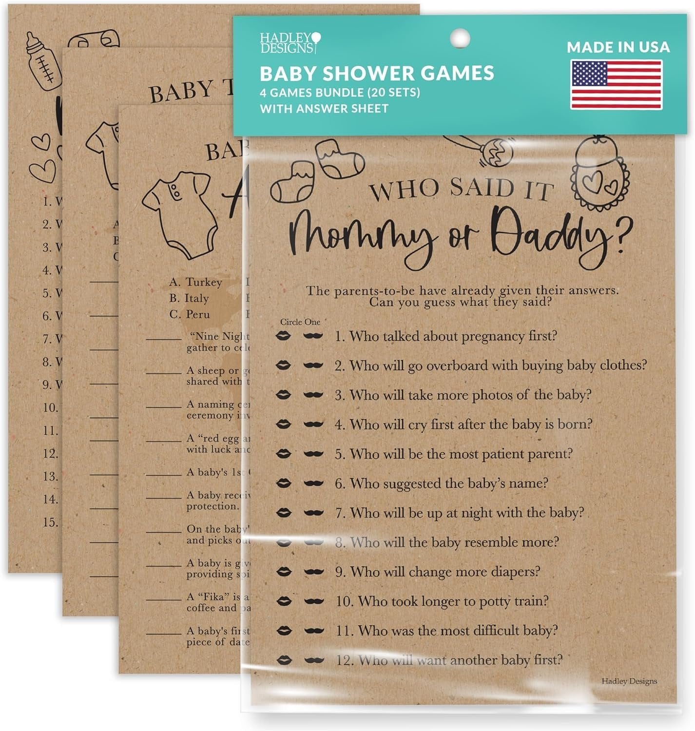 Who Said it, Who Knows Mommy Best, Baby Traditions, Family Feud Games | Set of 40 | Baby Shower Games