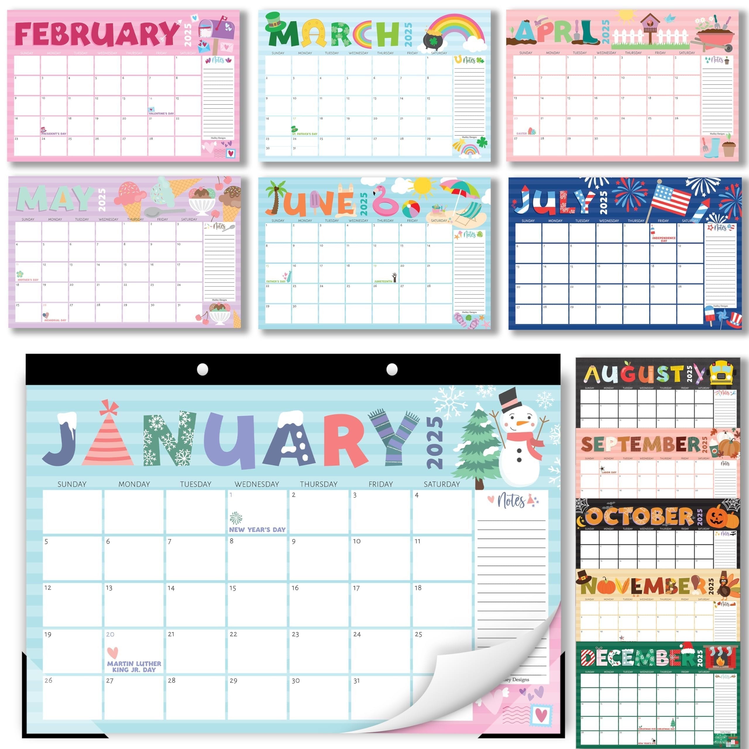 Table Calendar Notes 18-Month Desk Calendars with Note Section | Office & Classroom – Hadley ...