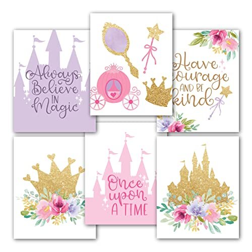 Princess Children's Wall Art | Set of 6 | Home Decor