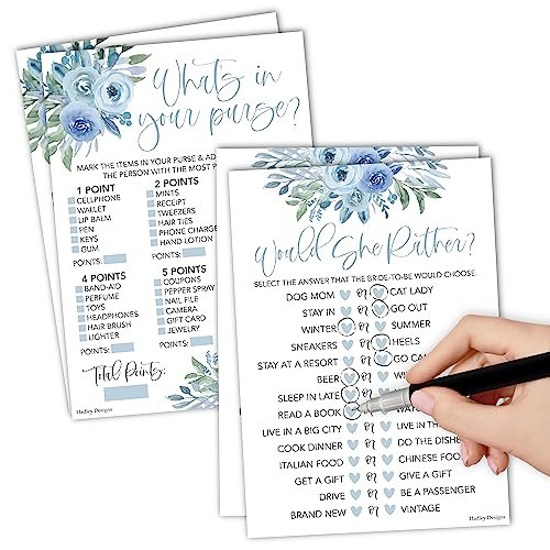 Would She Rather & What's in Your Purse Games | Set of 20 | Bridal Shower Games