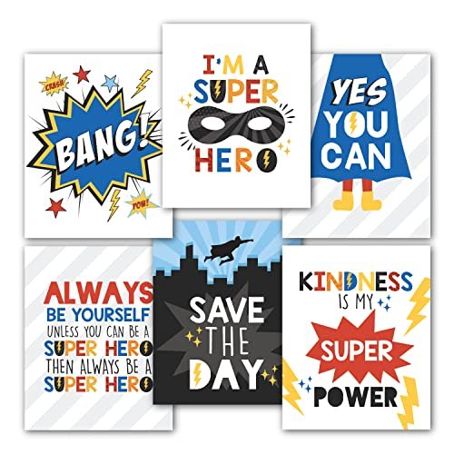 Superhero Children's Wall Art | Set of 6 | Home Decor