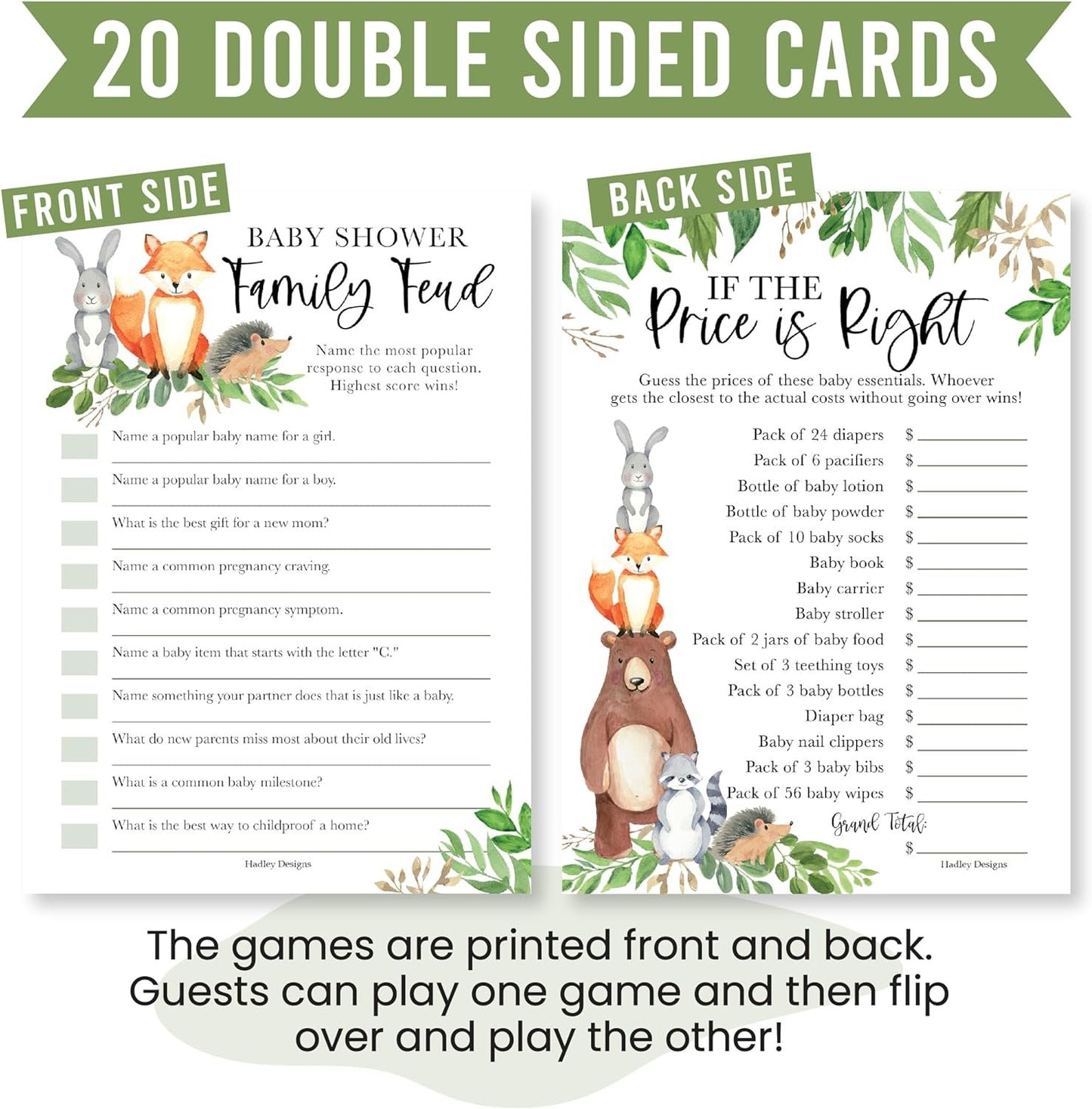 20 Woodland Baby Shower Games Gender Neutral - Hilarious Baby Shower Games For Girl, Funny Baby Shower Games Boy, The Price Is Right Baby Shower Game Cards, Baby Games For Baby Shower Family Feud Game