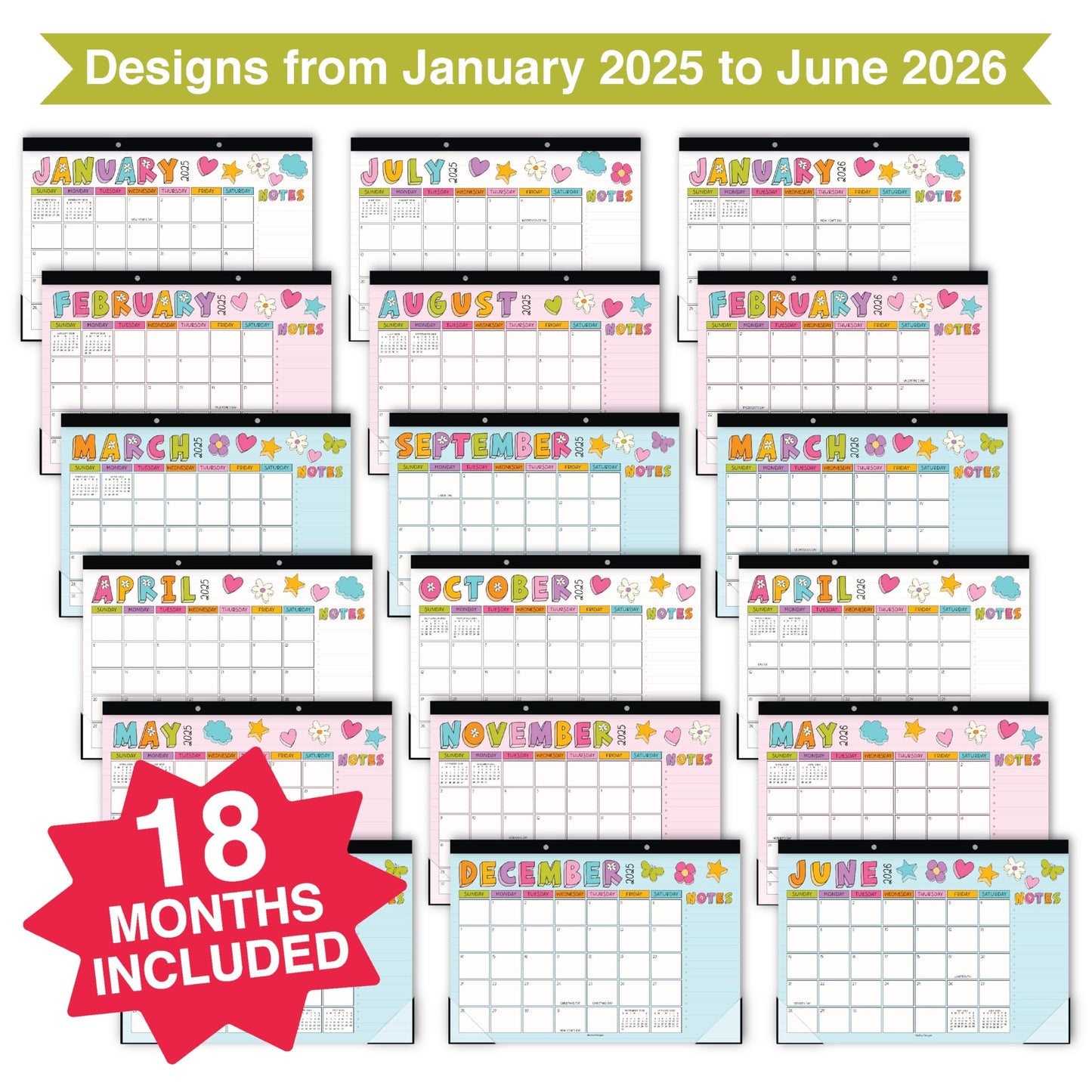 Notebook Large Desk Calendar | 18-Month | 2025-2026 | Calendars & Planners