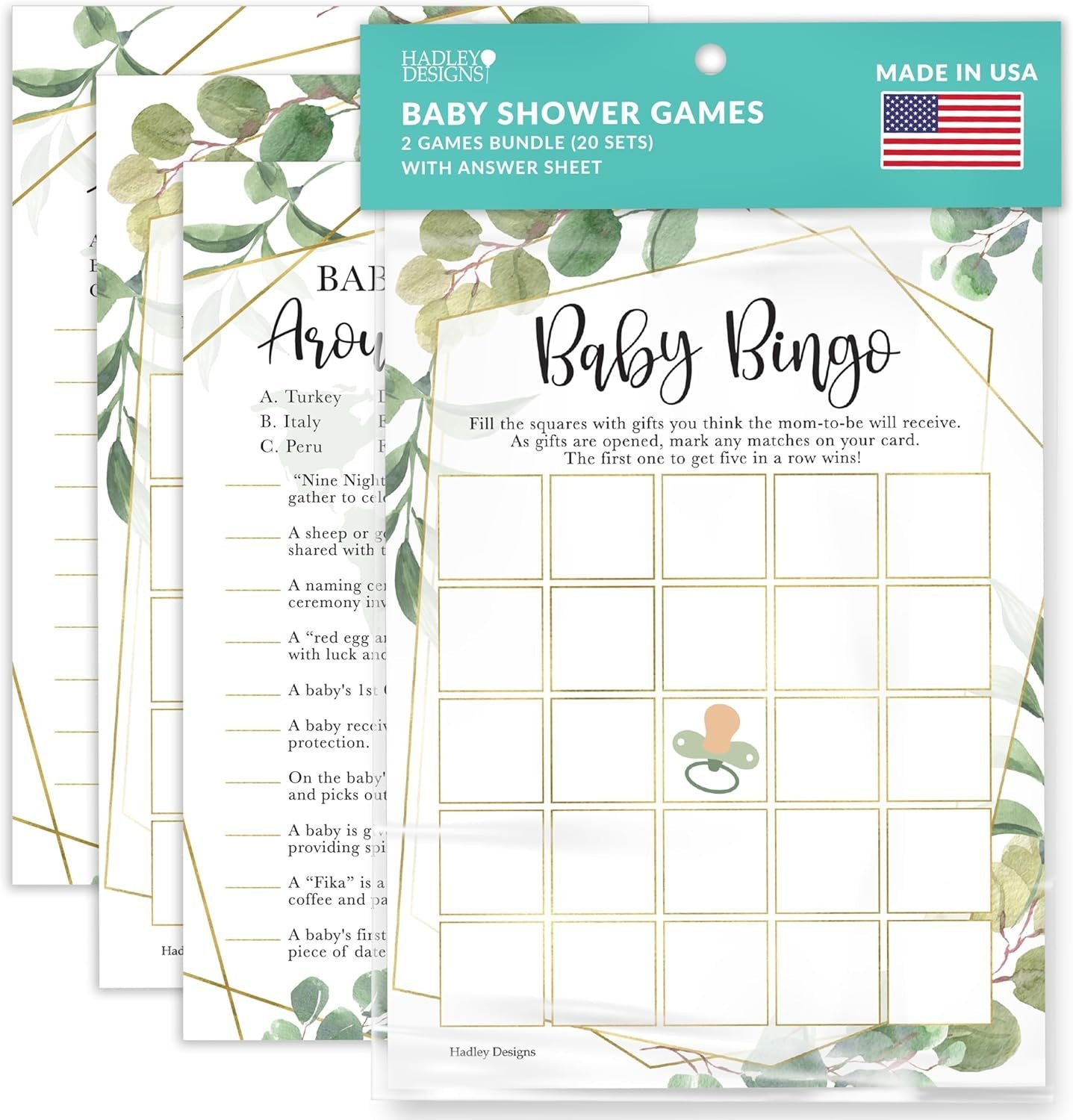 20 Greenery Baby Shower Games Gender Neutral - Hilarious Baby Shower Games For Girl, Funny Baby Shower Games Boy, Baby Girl Baby Shower Bingo Game Girl, Baby Games For Baby Shower Tradition Cards