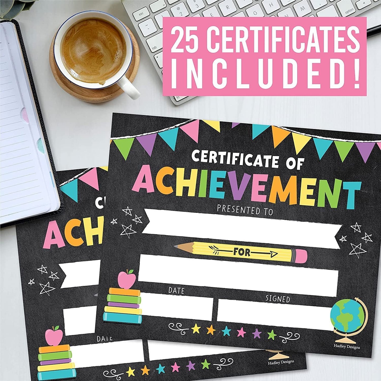 Colorful Pastel Chalk Certificate of Achievement | Set of 25 | Awards