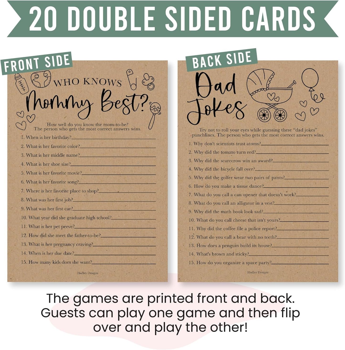 20 Rustic Baby Shower Games Gender Neutral - Hilarious Baby Shower Games For Girl, Funny Baby Shower Games Boy, Who Knows Mommy Best Baby Shower Game Card, Baby Games For Baby Shower Games Dad Jokes