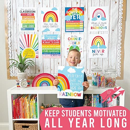 Rainbow Classroom Motivational Posters | Set of 9 | Educational Supplies