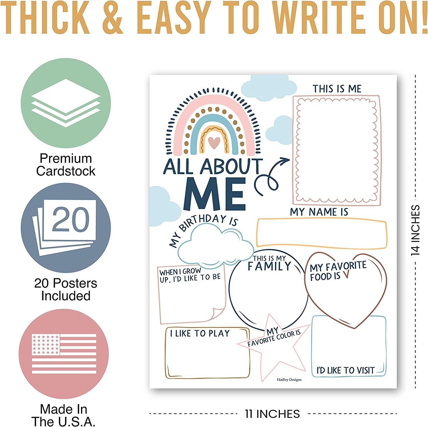 Boho Rainbow All About Me Posters