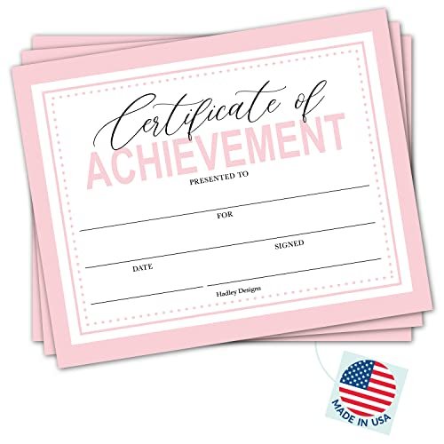 Pink Certificate of Achievement | Set of 25 | Awards