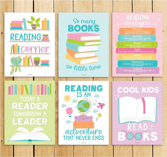 6 Colorful Reading Posters For Classroom Reading Corner - Reading Corner Decor For Classroom Library Posters, Reading Strategies Posters For Classroom Library Decor, Reading Classroom Decor, Read Sign