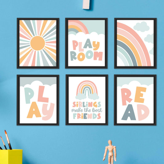 6 Boho Kids Playroom Wall Decor - Kids Playroom Decor Wall, Playroom Signs, Playroom Wall Art Kids Room, Playroom Art, Play Room Wall Decor Kids, Play Room Sign, Play Wall Decor, Play Room Essentials