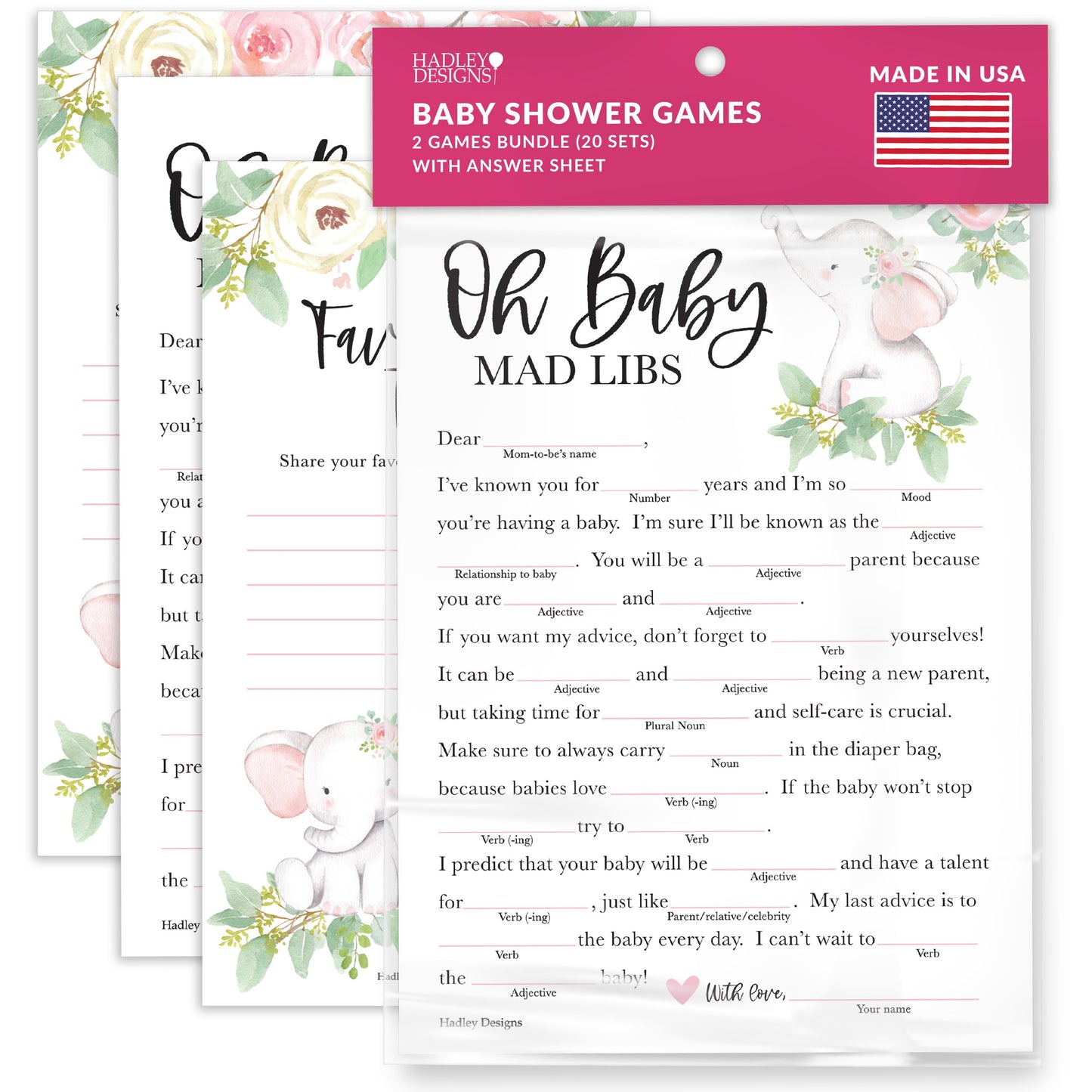 Baby Mad Libs & Family Traditions Games | Set of 20 | Baby Shower Games