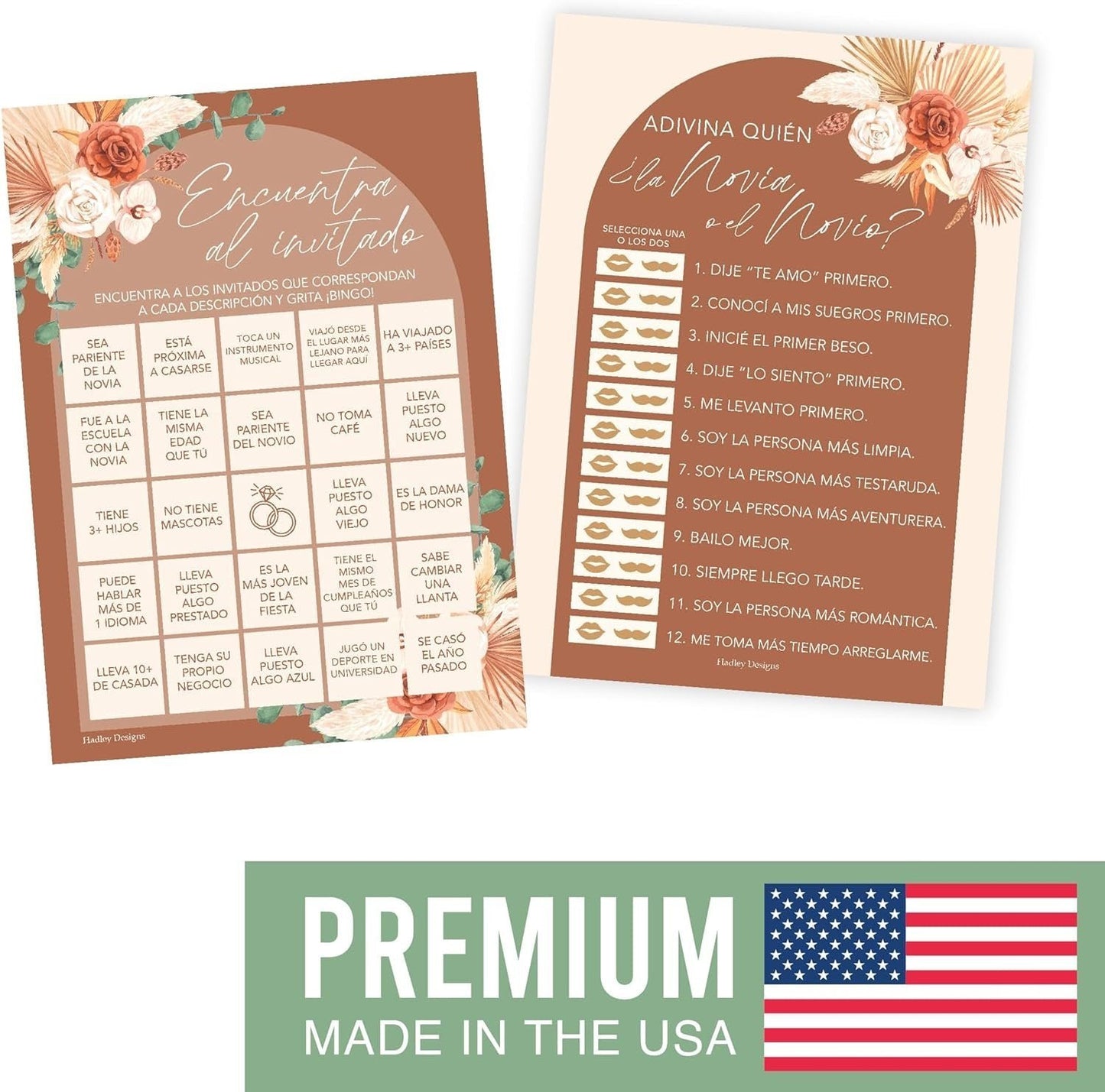 Bingo español y juegos para novios | Juego de 20 | Juegos para despedidas de soltera