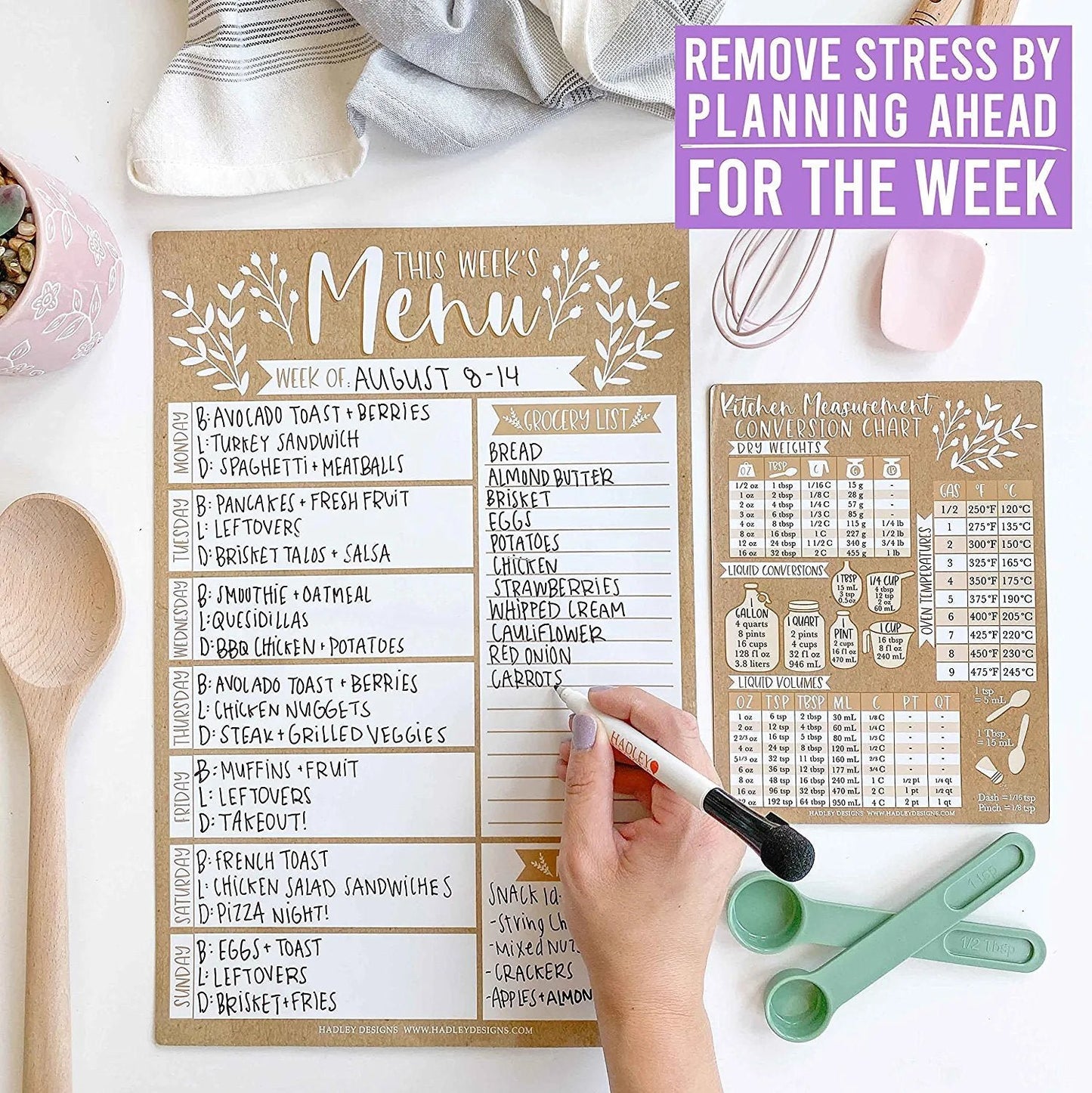 Rustic Kraft 2 Magnetic Meal Planner | Weekly | Calendar & Planners