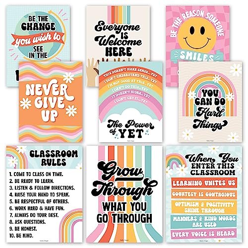 Retro Classroom Motivational Posters | Set of 9 | Educational Supplies