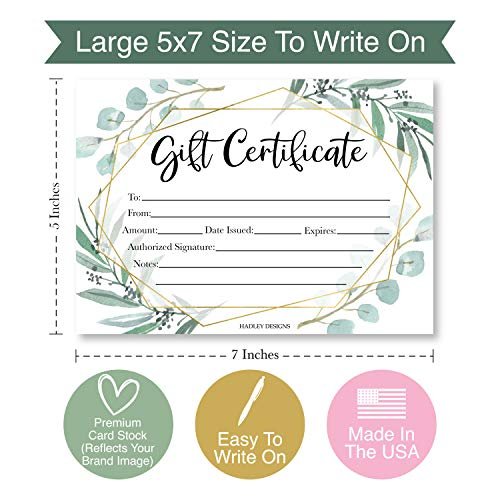 Blank Gift Certificates | Set of 25 | Cards & Party