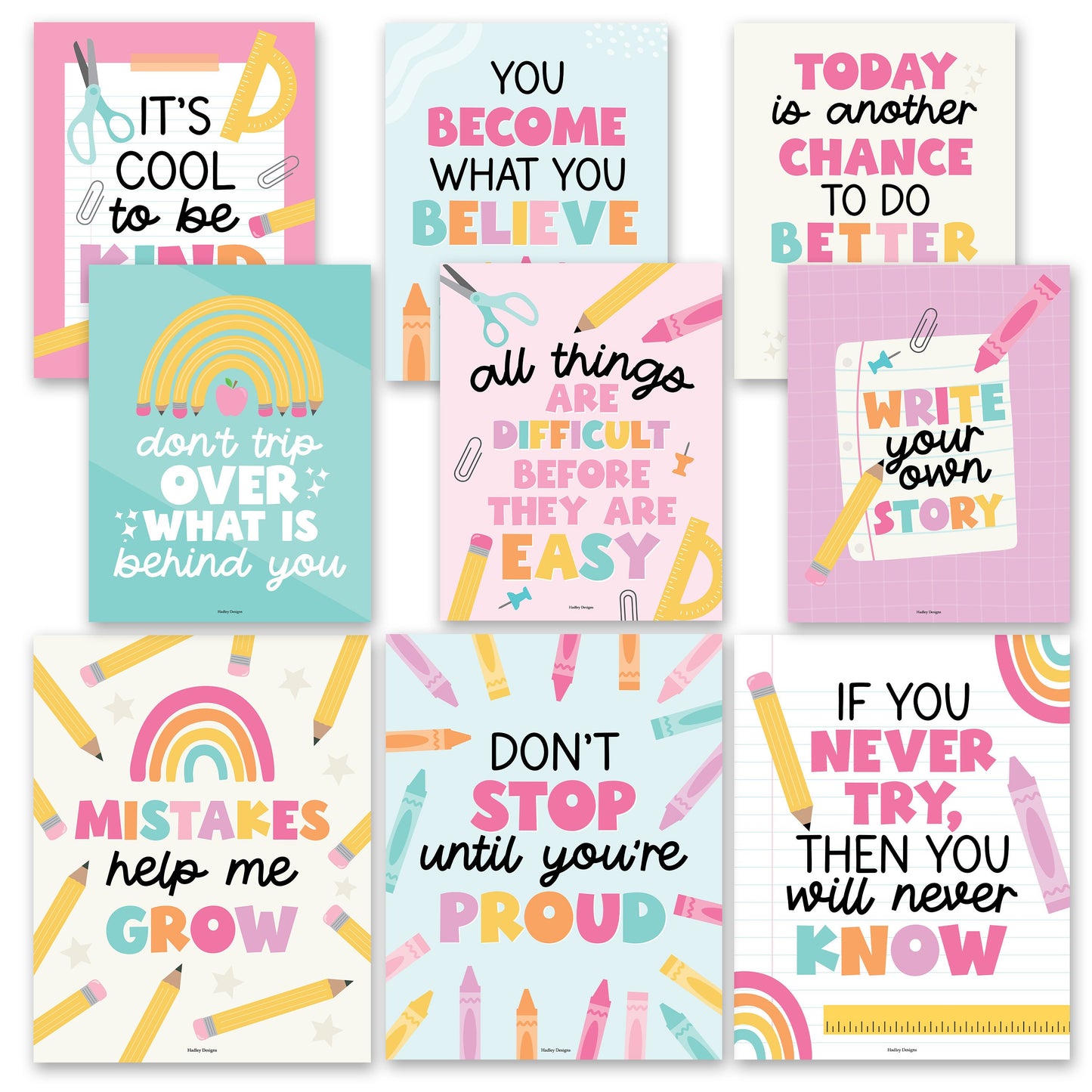 Classroom Motivational Posters | Set of 9 | Educational Supplies