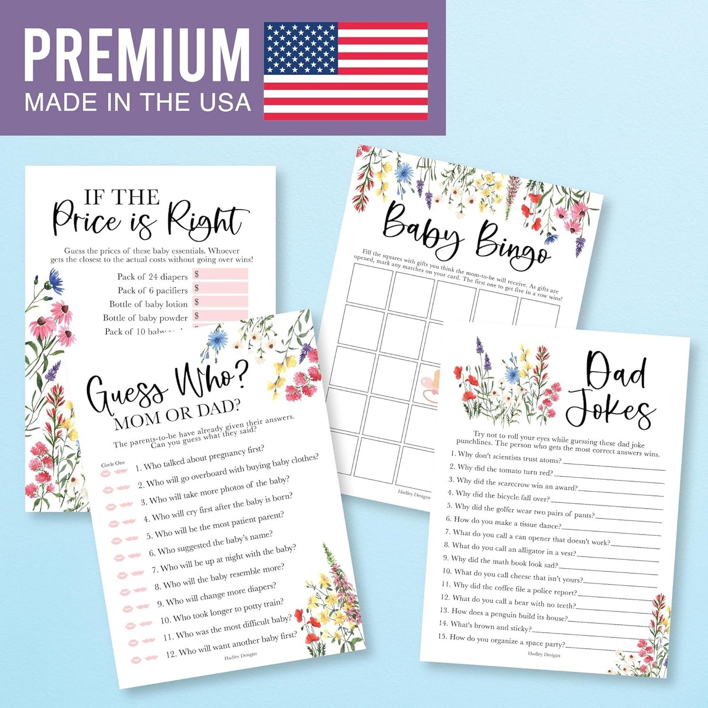 40 Floral Baby Shower Games For Girl - Baby Games For Baby Shower Bingo Game Girl, Guess Who Mommy Or Daddy Baby Shower Game, The Price Is Right Baby Shower Game, Funny Baby Shower Games Dad Jokes