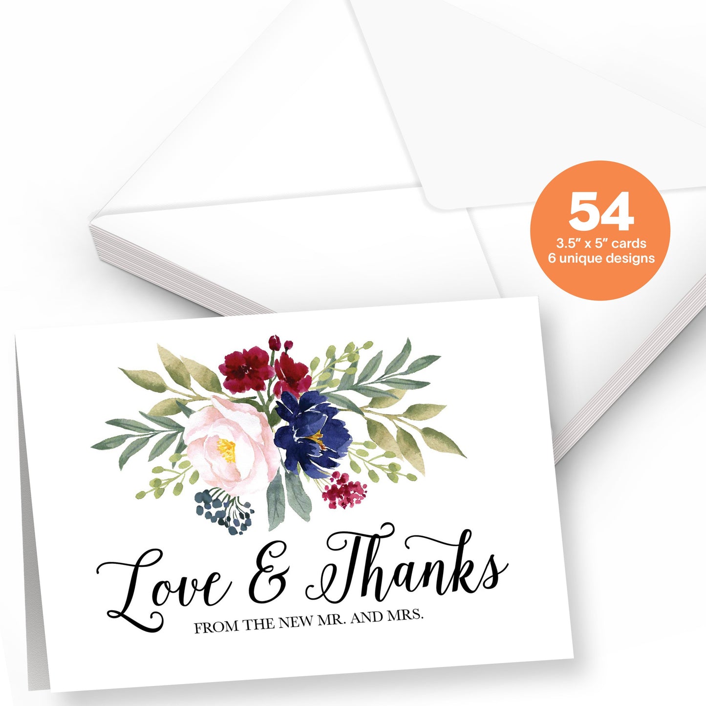 Wedding Thank You Cards | Set of 54 | With Envelopes