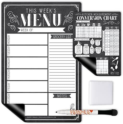 Black & White Magnetic Meal Planner | Weekly | Calendar & Planners