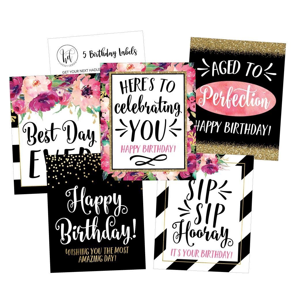 Birthday Wine Labels | Set of 5 | Party Supplies
