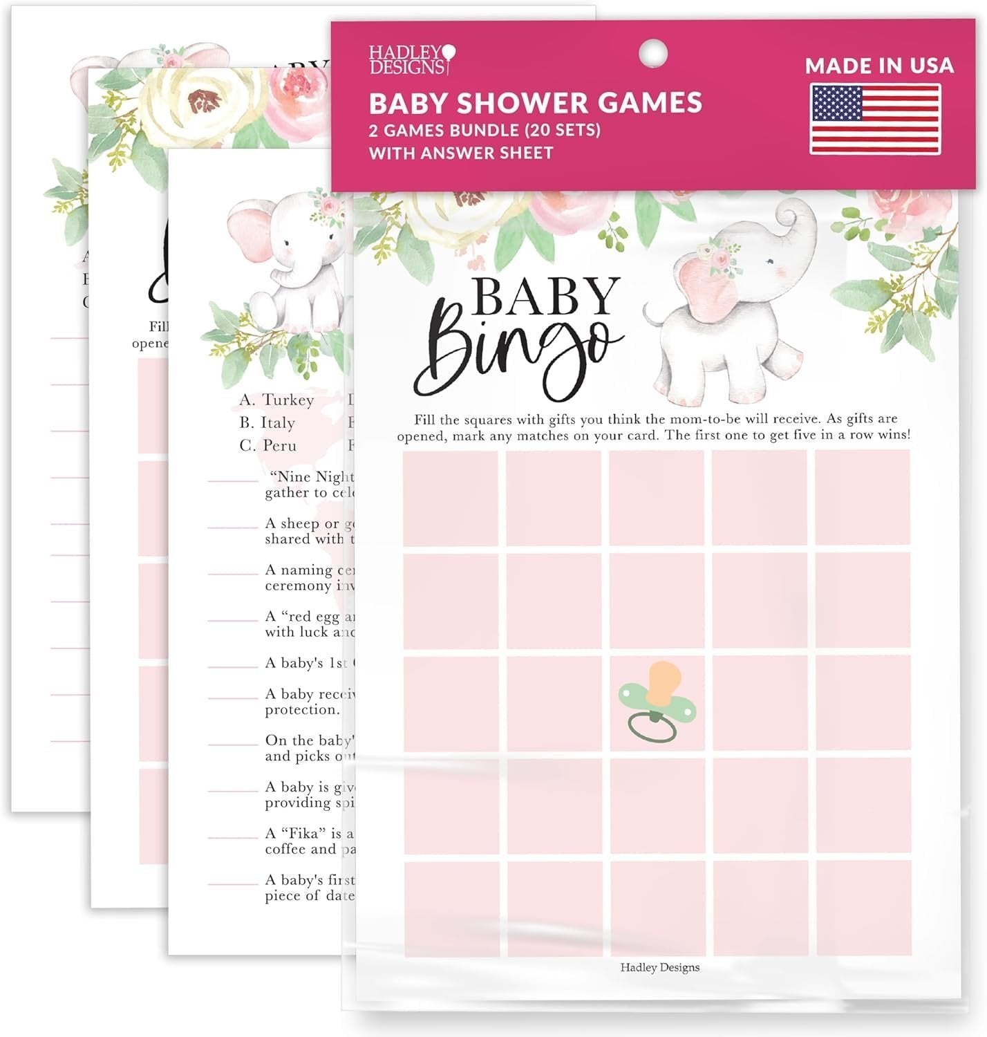Baby Traditions & Bingo Games | Set of 20 | Baby Shower Games