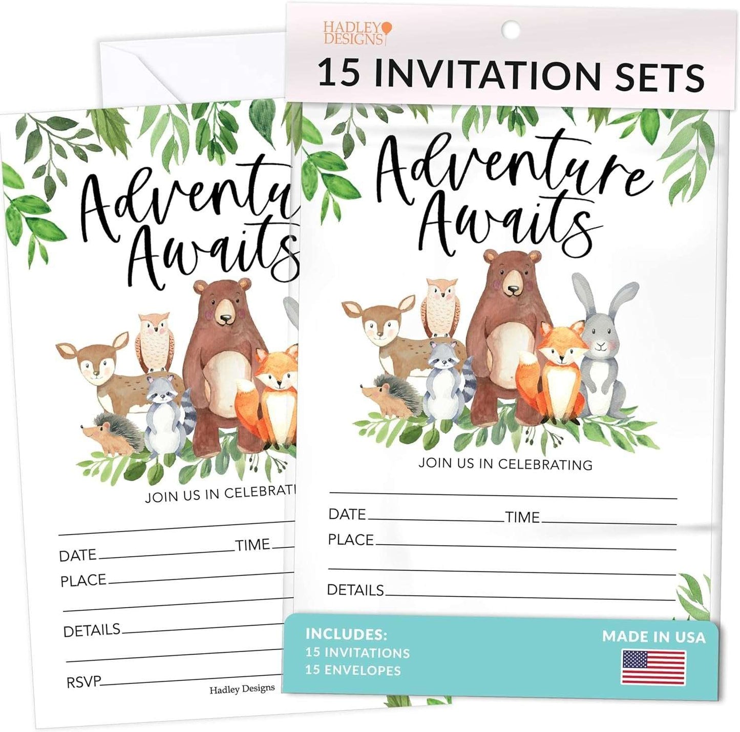 15 Woodland Forest Birthday Invitations Girl - Kids Birthday Invitations Boy, Forest Birthday Party Invitations For Boys, Forest Birthday Invites For Boy, Birthday Invitation Cards, Party Invites Boy