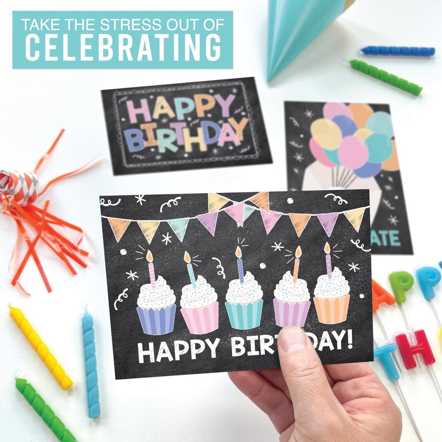 Doodle Chalk Folded Birthday Cards | Set of 54 | Cards & Party