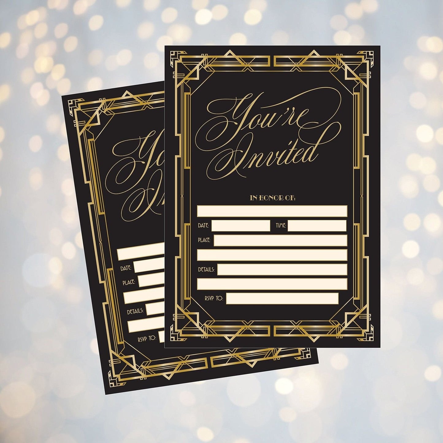 50 Fill In Invitations, Great Gatsby Wedding Invitations, Bridal Shower Invit...