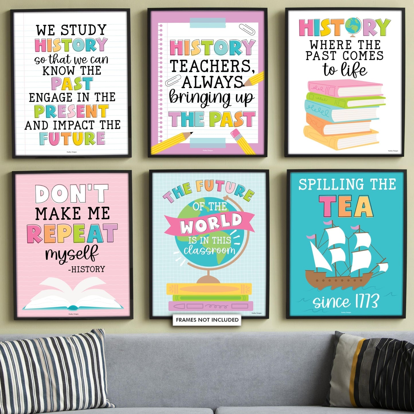 Colorful Pastel History Motivational Posters | Set of 6 | Educational Posters